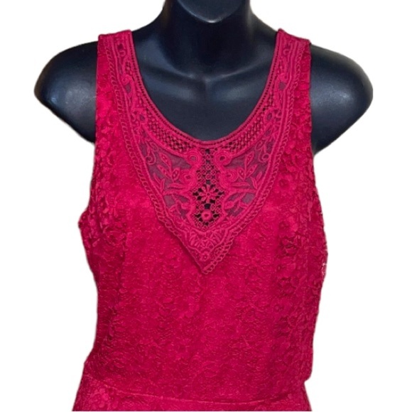 New- By & By Red Lace Dress Junior Size 11 - Picture 2 of 5